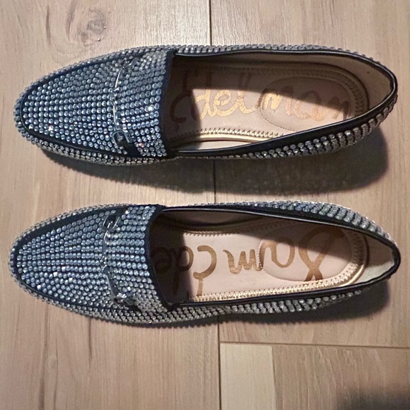 Edgy Black and Silver Rhinestone Loafers - Picture 2 of 11